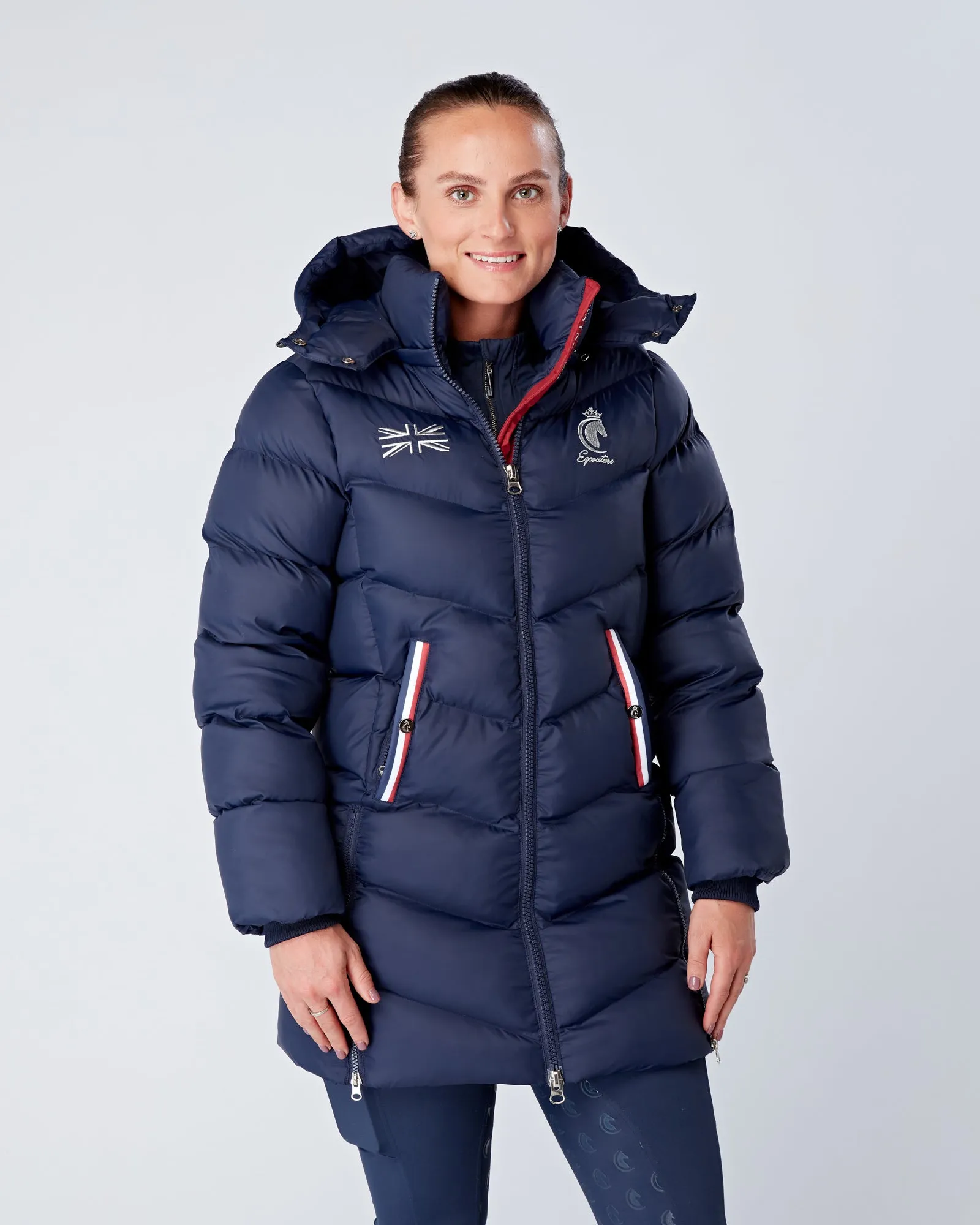 Exclusive Long Navy Puffer Coat / Jacket - Detachable Hood