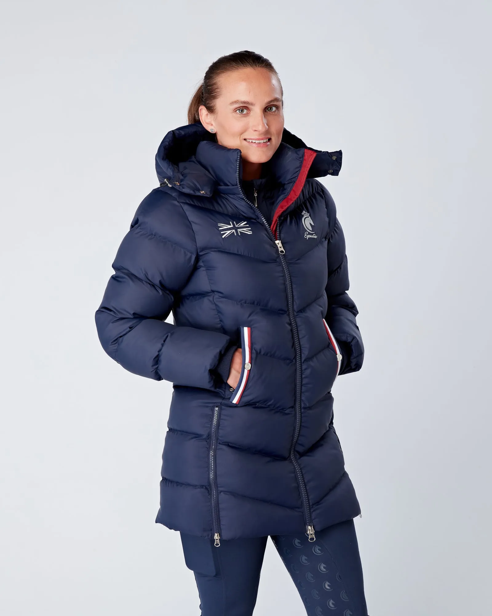 Exclusive Long Navy Puffer Coat / Jacket - Detachable Hood