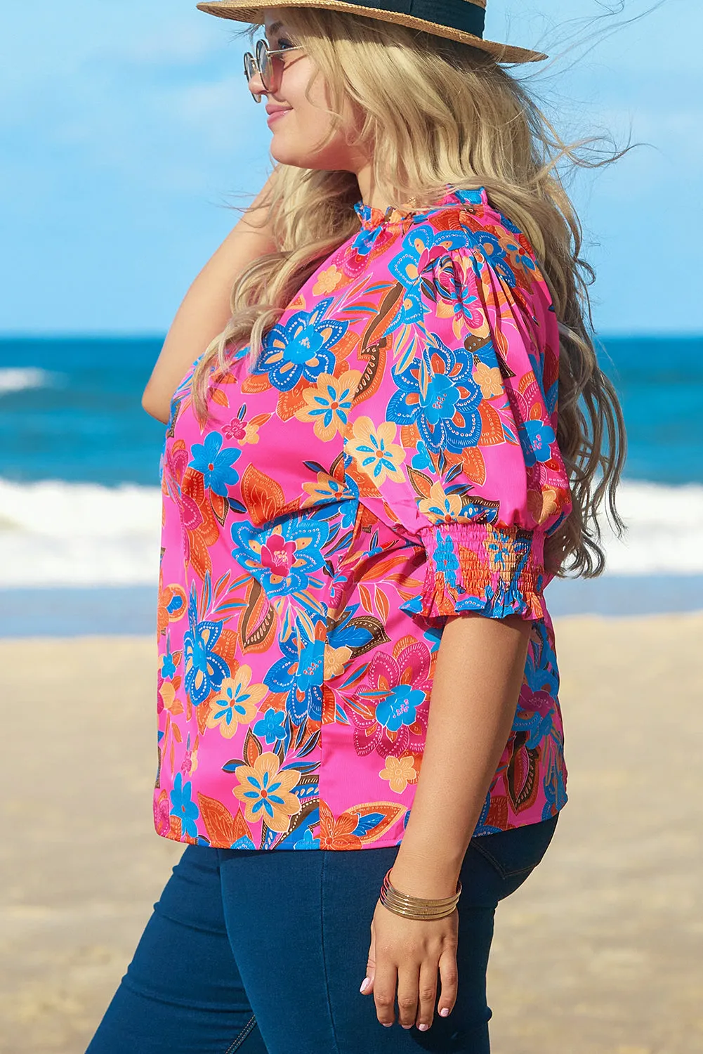 Floral Frilly Plus Size Blouse