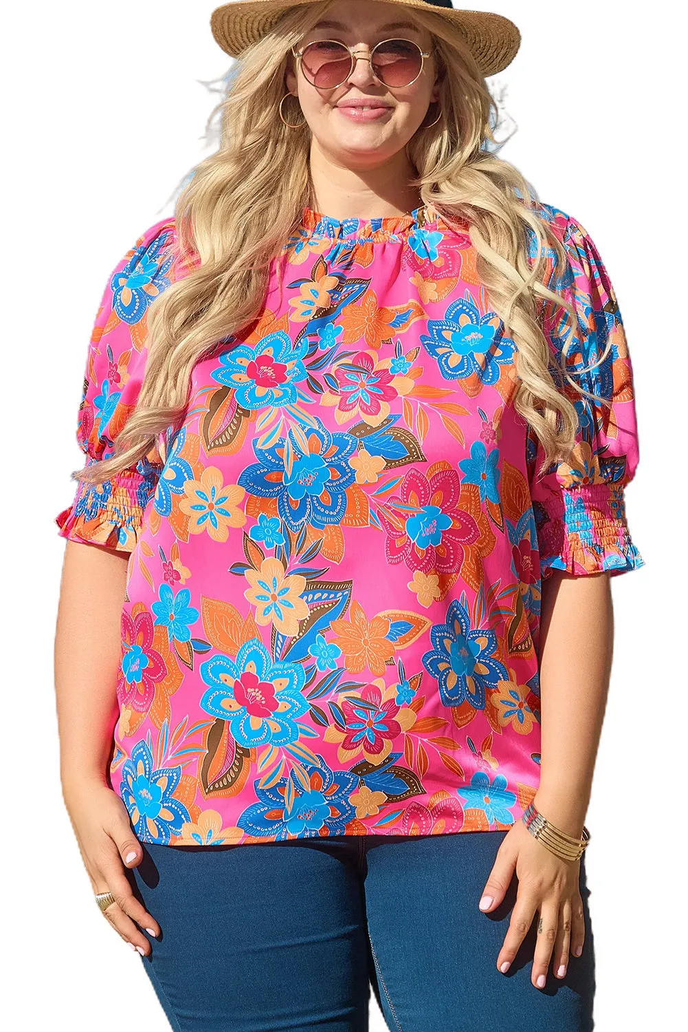 Floral Frilly Plus Size Blouse