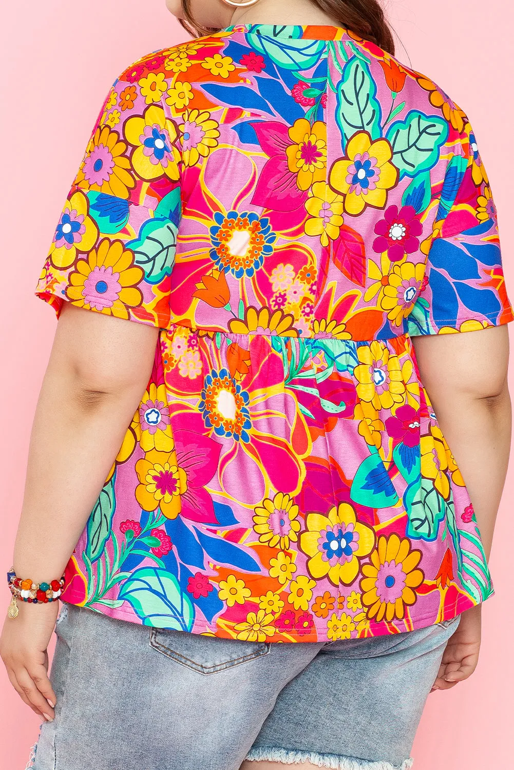 Floral Plus Size Babydoll Blouse