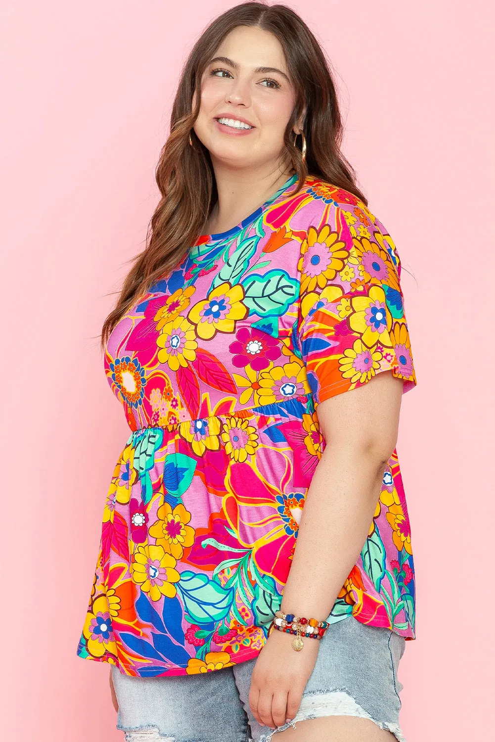 Floral Plus Size Babydoll Blouse