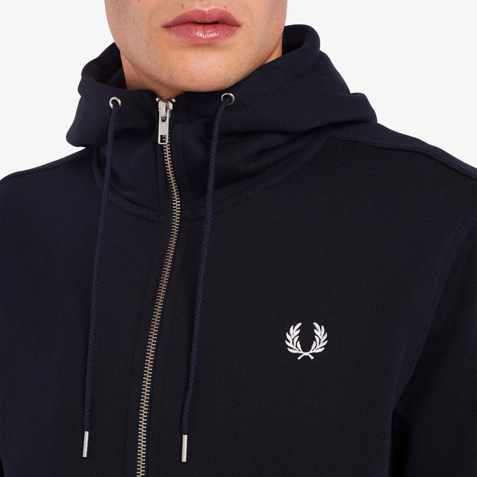 Fred Perry Hooded Zip Through Sweatshirt Black