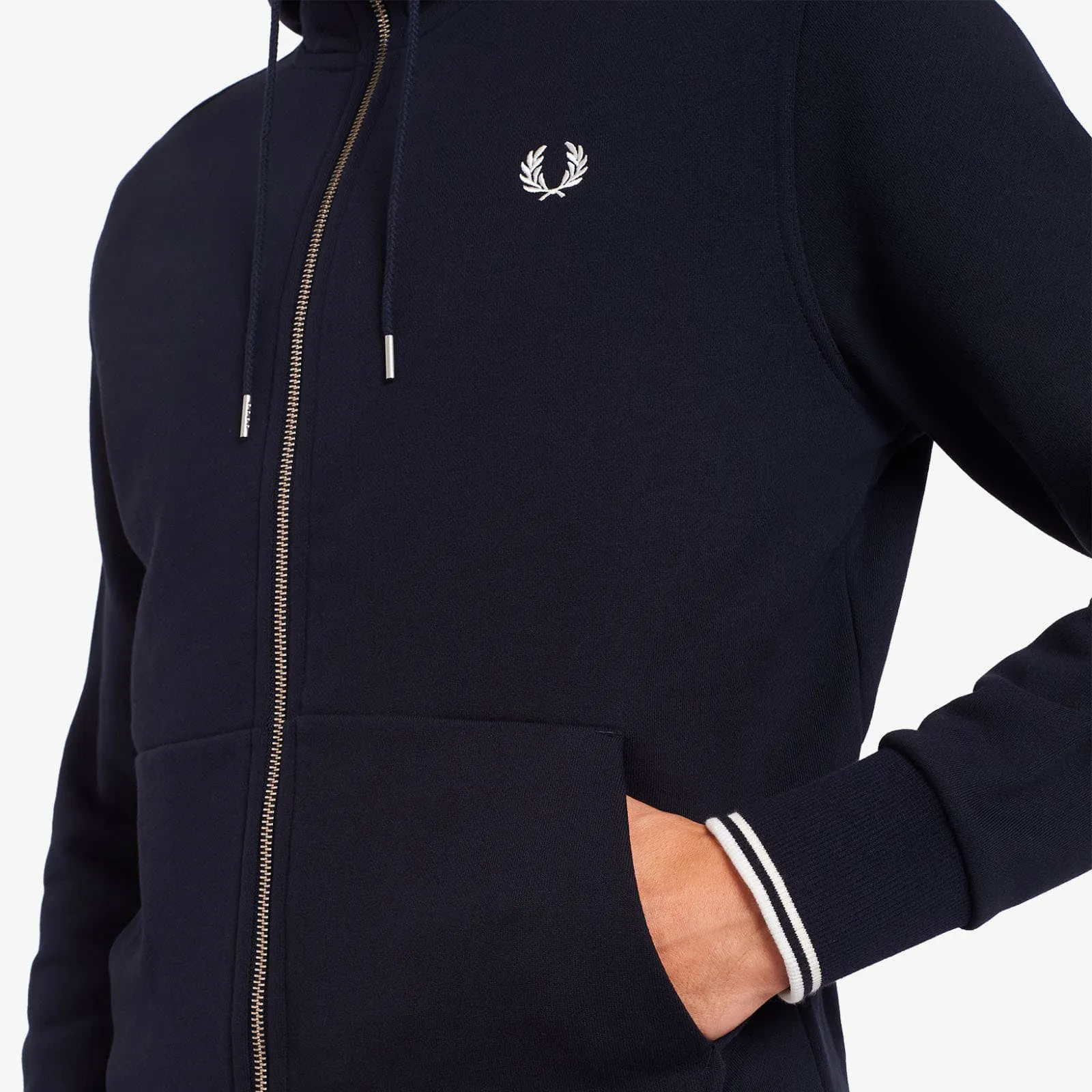 Fred Perry Hooded Zip Through Sweatshirt Black