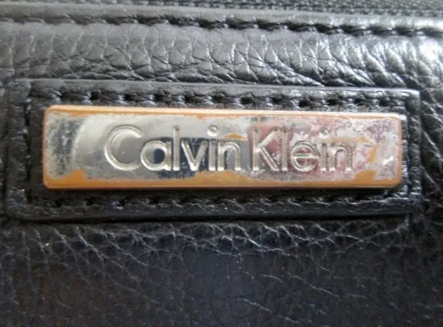 Genuine CALVIN KLEIN Continental ZIP Wallet Organizer Leather Purse Clutch BLACK