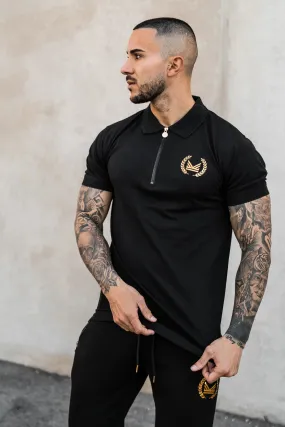 Gold Crest Cotton Tracksuit - Black