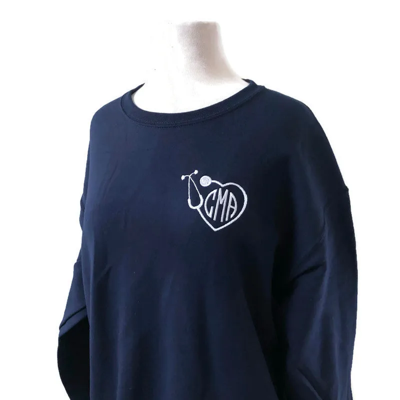 Heart Stethoscope Monogram Crewneck Sweatshirts