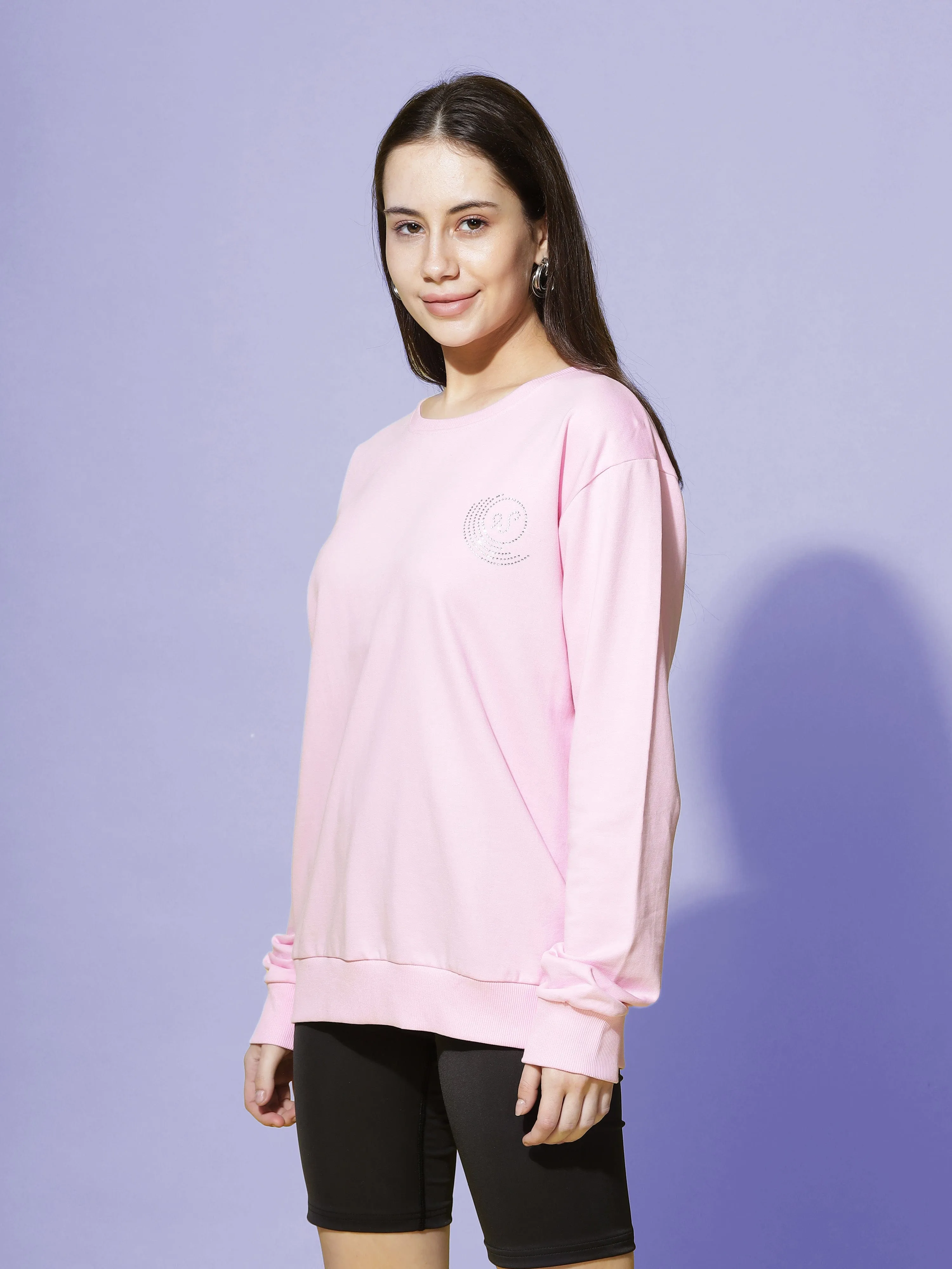 Hosiery Cotton Sweatshirt Baby Pink