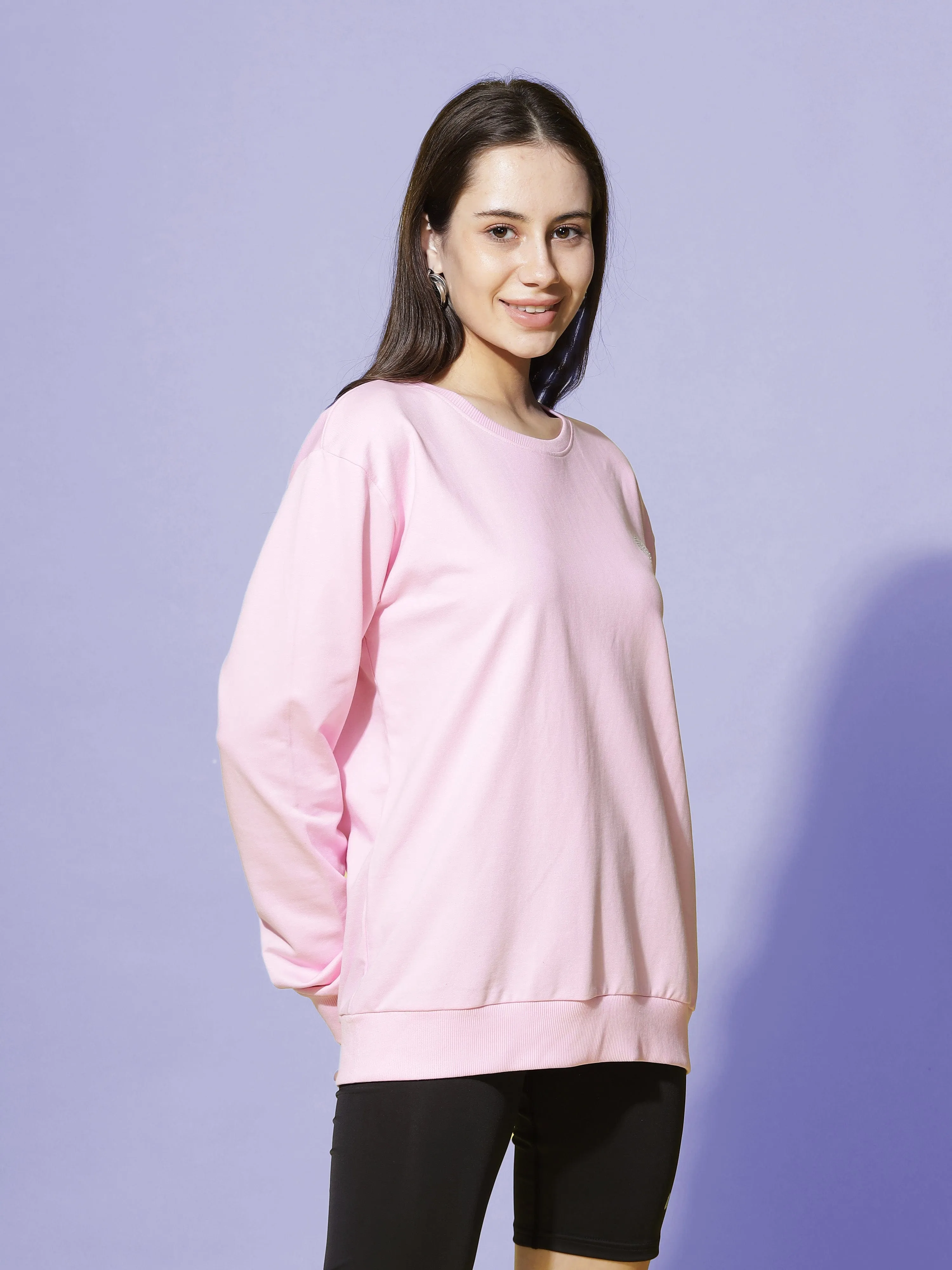 Hosiery Cotton Sweatshirt Baby Pink