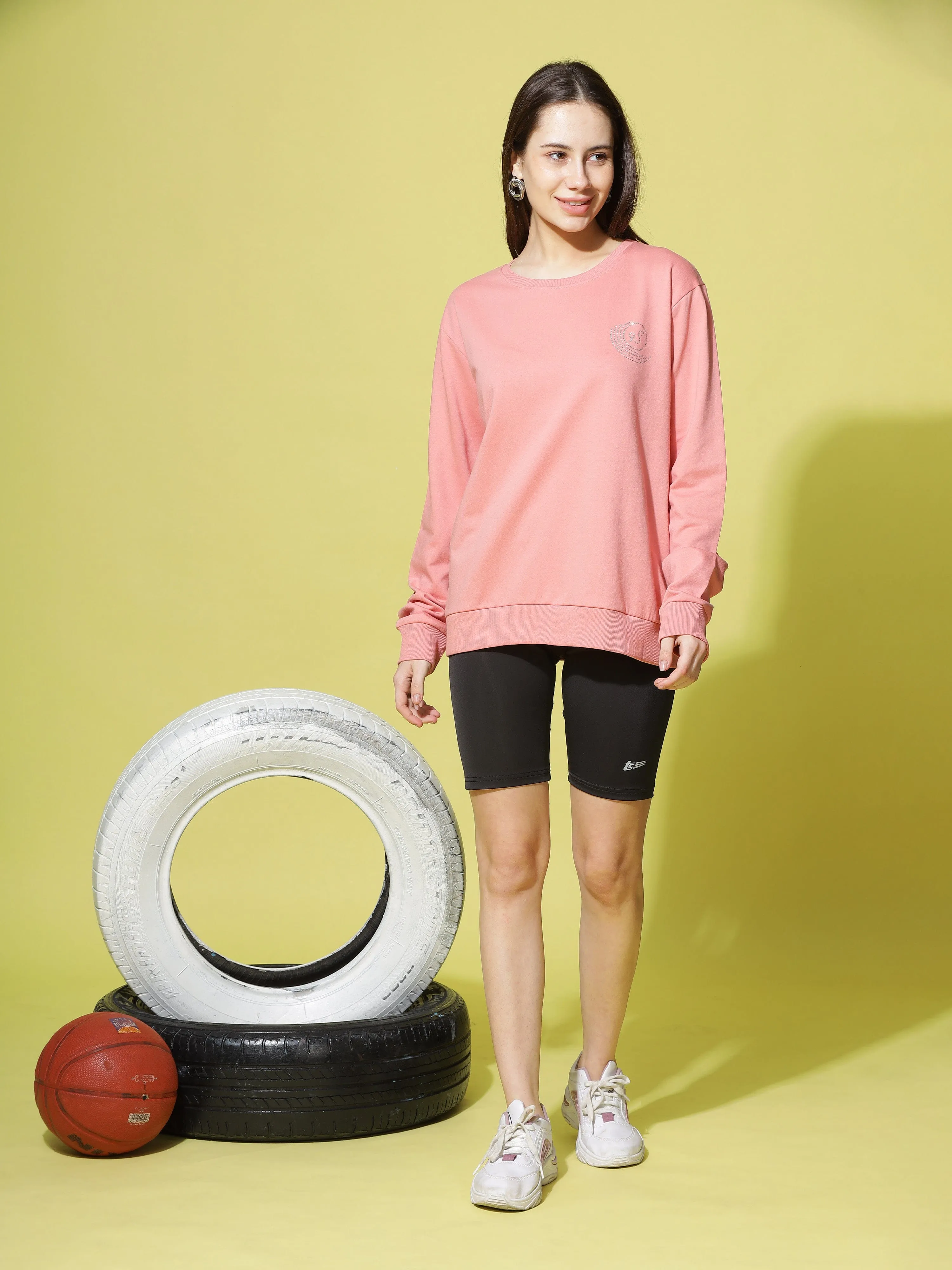 Hosiery Cotton Sweatshirt Peach