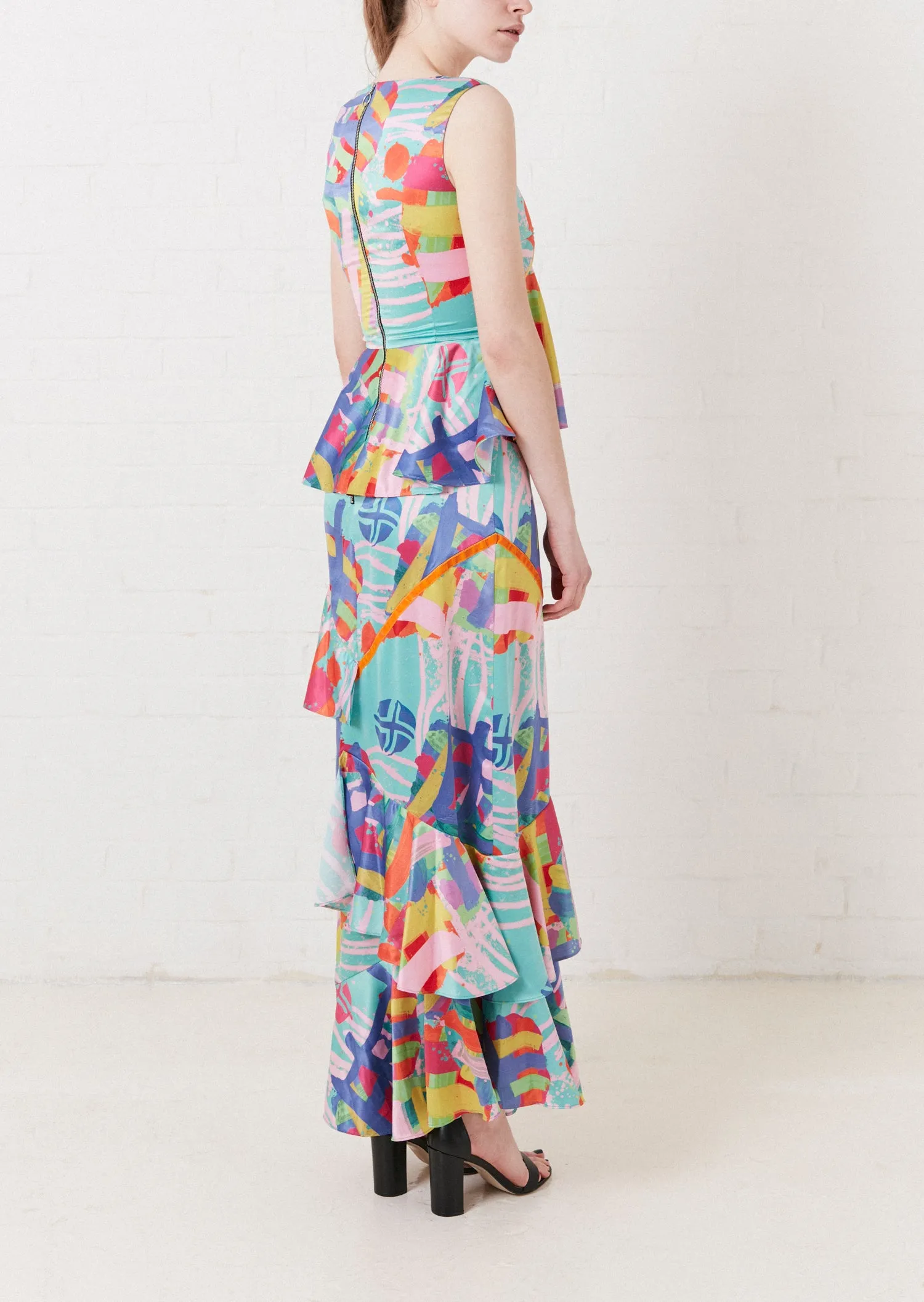 House of Holland Nova Print Satin Maxi Dress