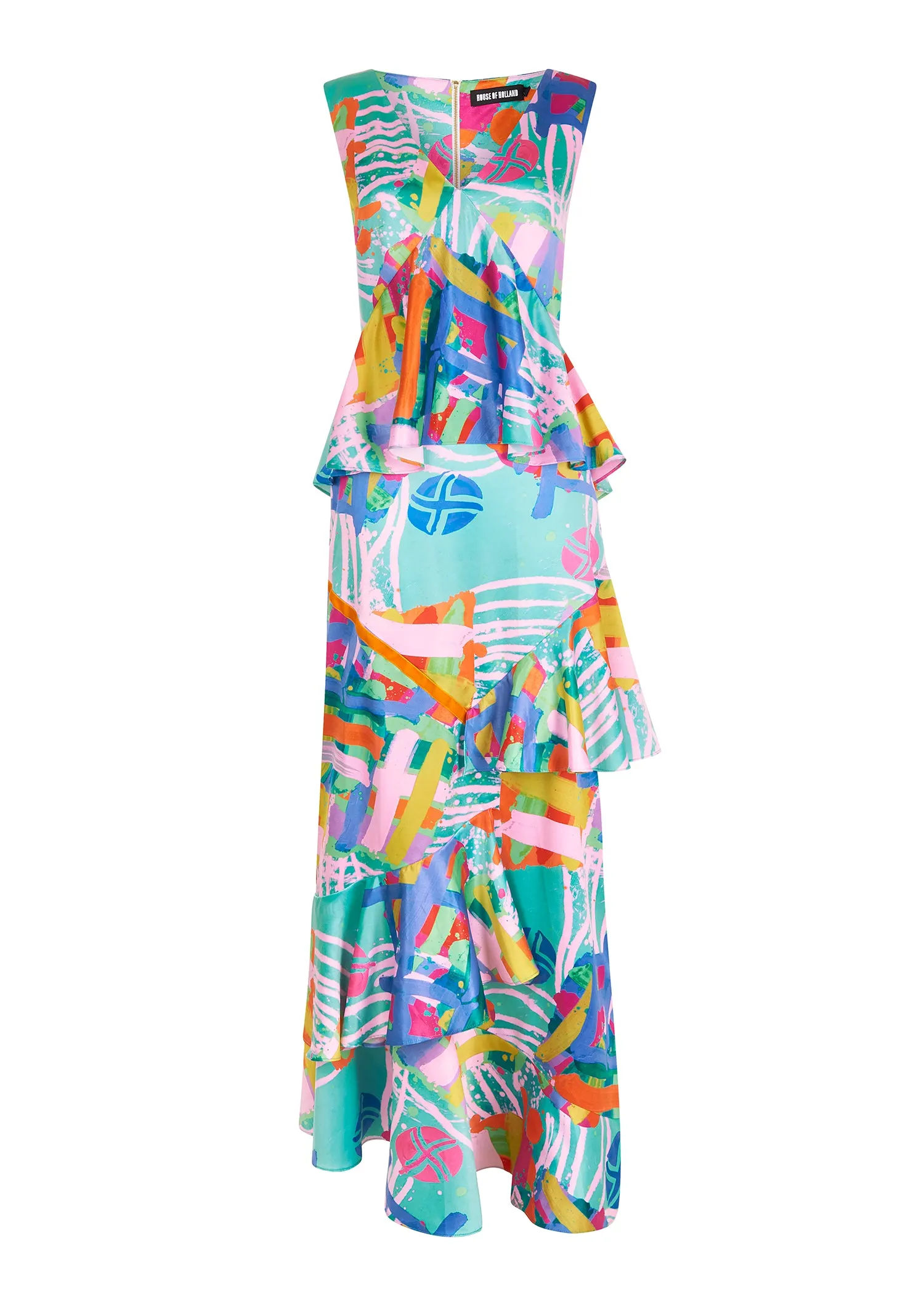 House of Holland Nova Print Satin Maxi Dress