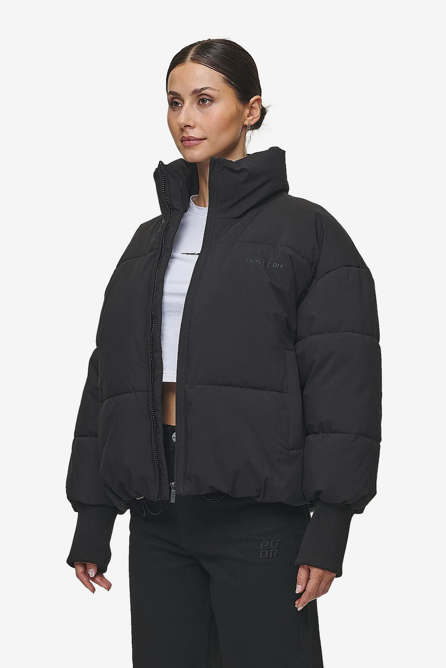 Jara Oversized Boxy Puffer Jacket Black