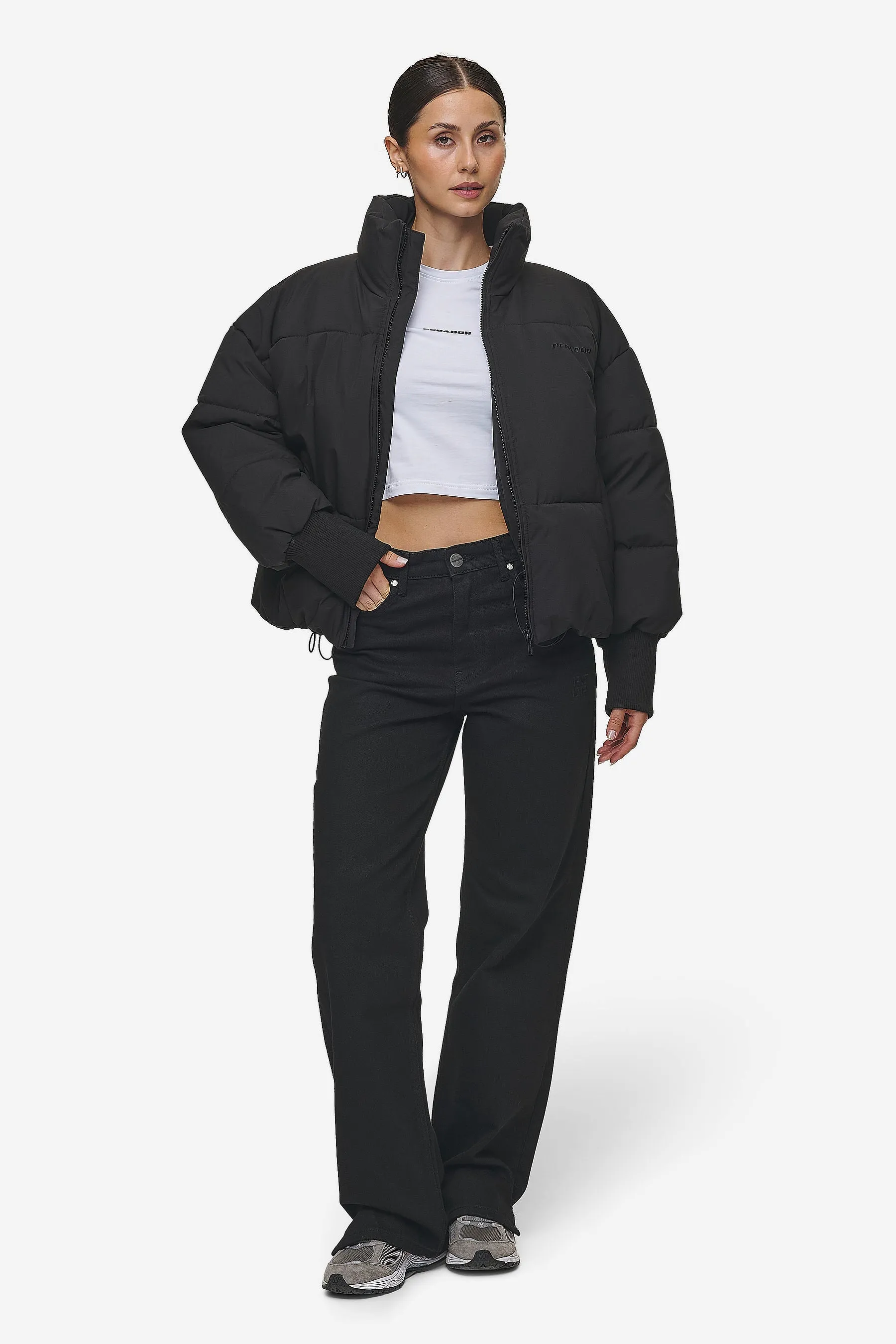 Jara Oversized Boxy Puffer Jacket Black