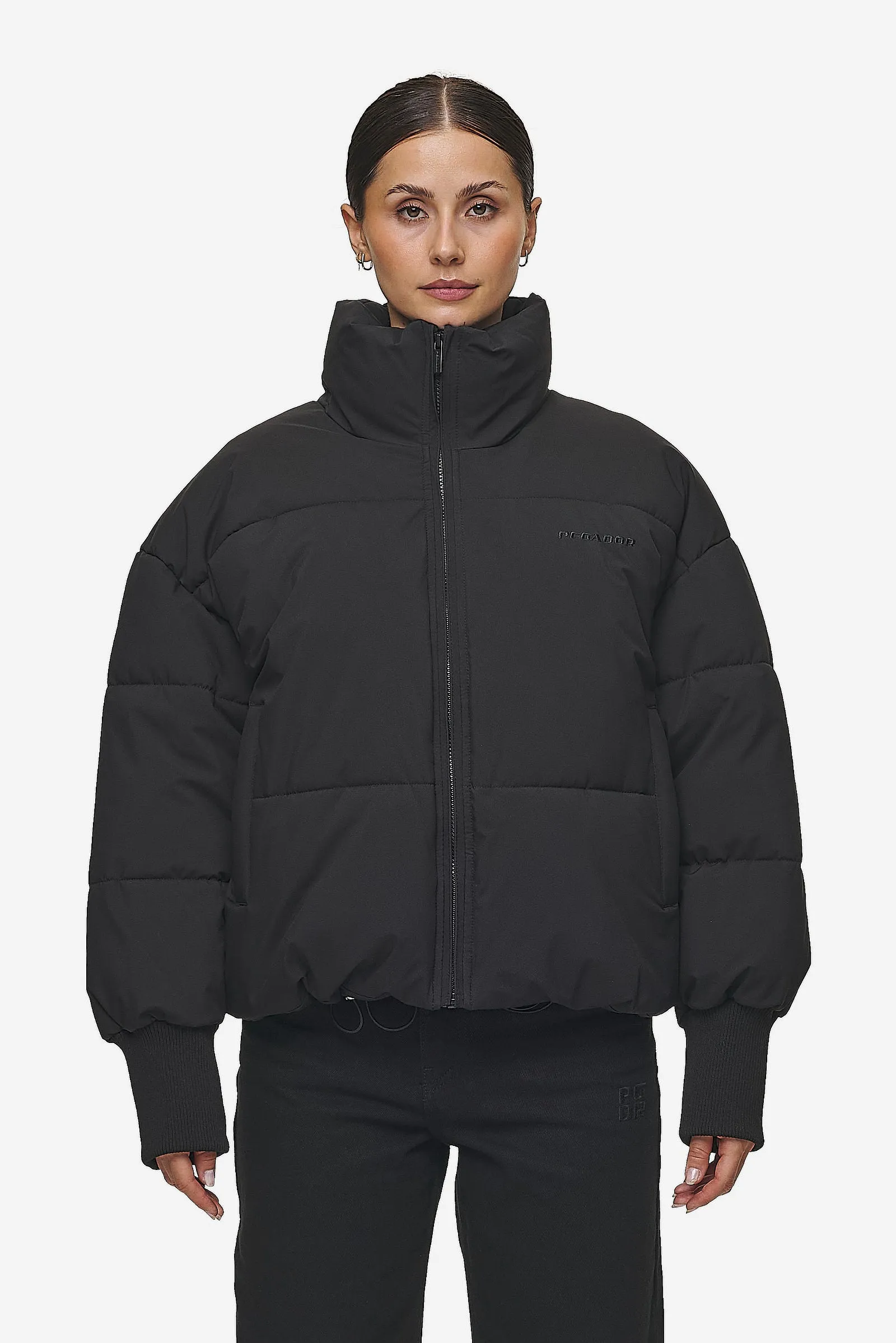 Jara Oversized Boxy Puffer Jacket Black