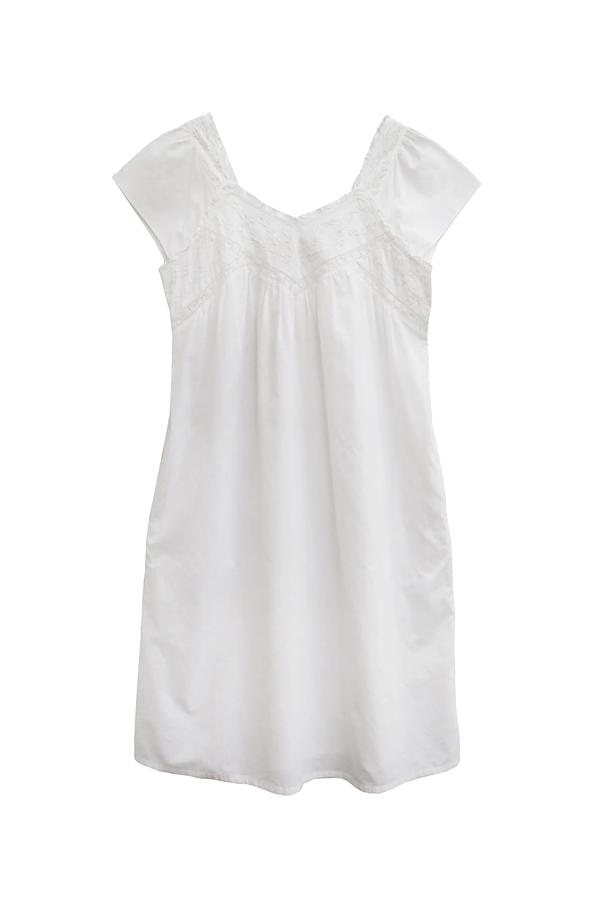 La Cera 100% White Cotton Embroidered Sweetheart Chemise - Plus Size