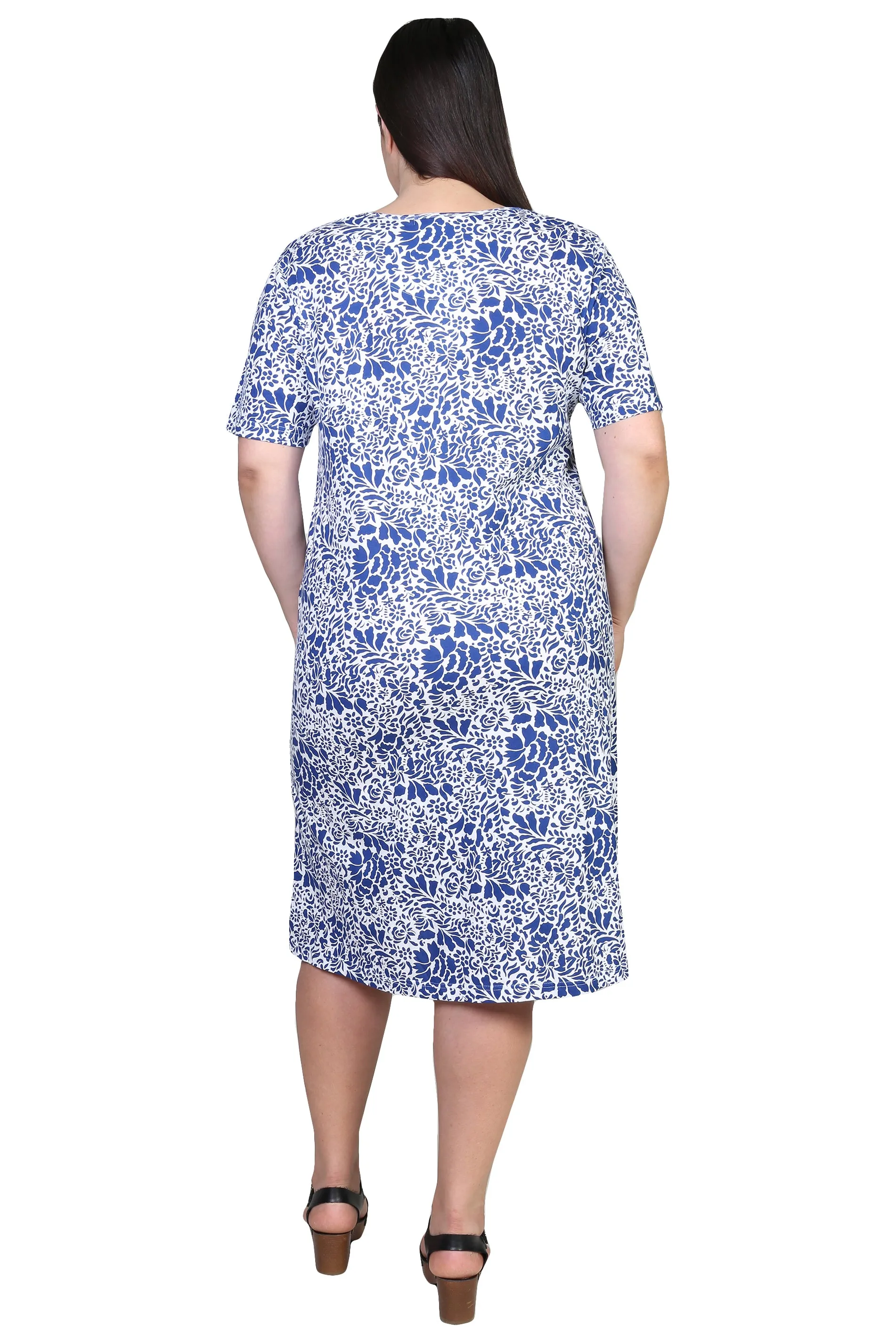 La Cera Cotton Jersey Knit A-Line Dress - Plus Size