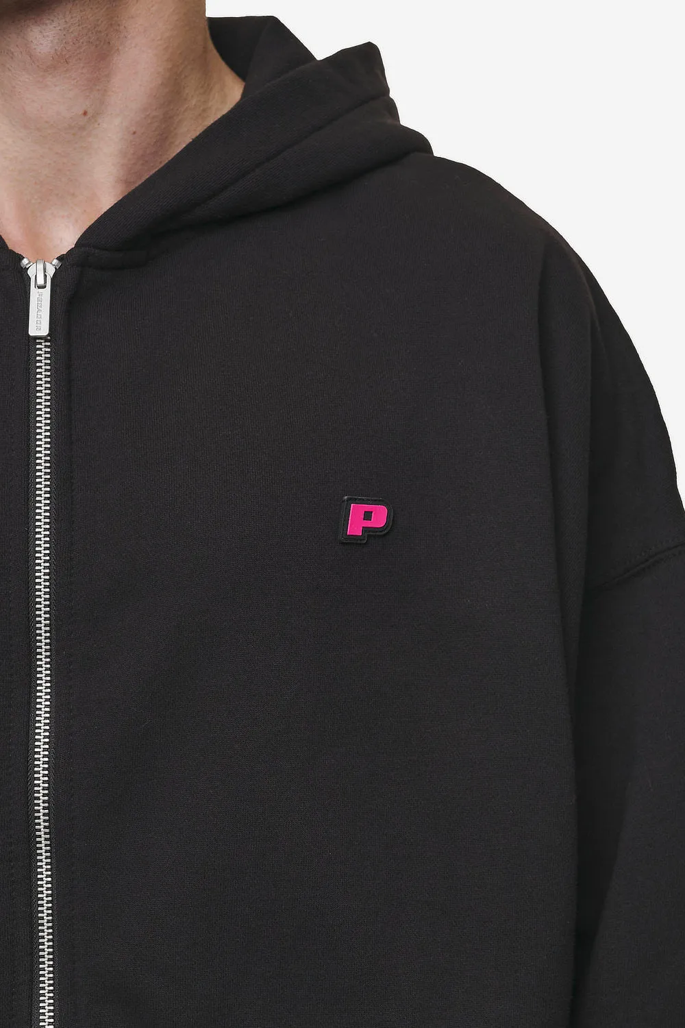 Leono Boxy Sweat Jacket Washed Black Virtual Pink Gum