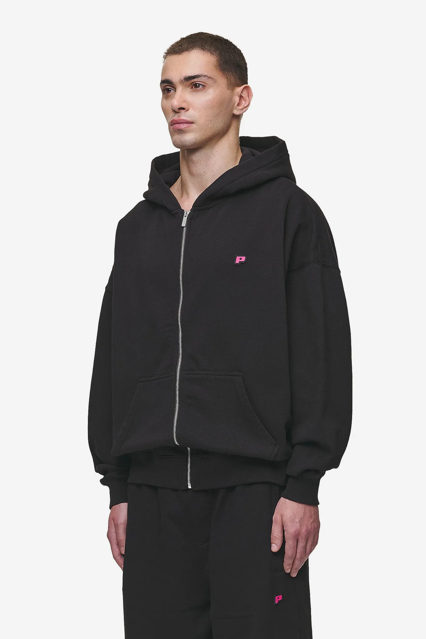 Leono Boxy Sweat Jacket Washed Black Virtual Pink Gum