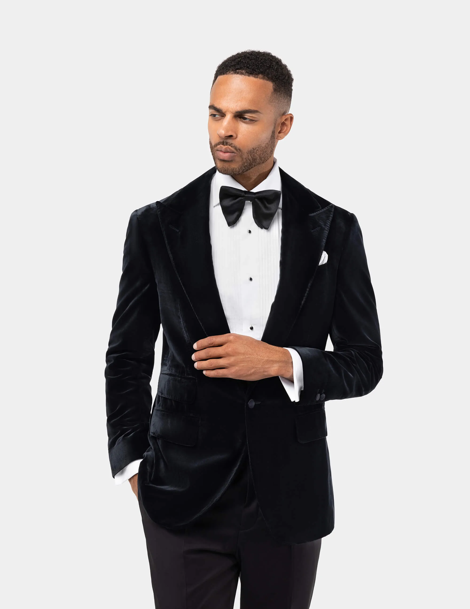 Light Black Velvet Single Breasted Jacket