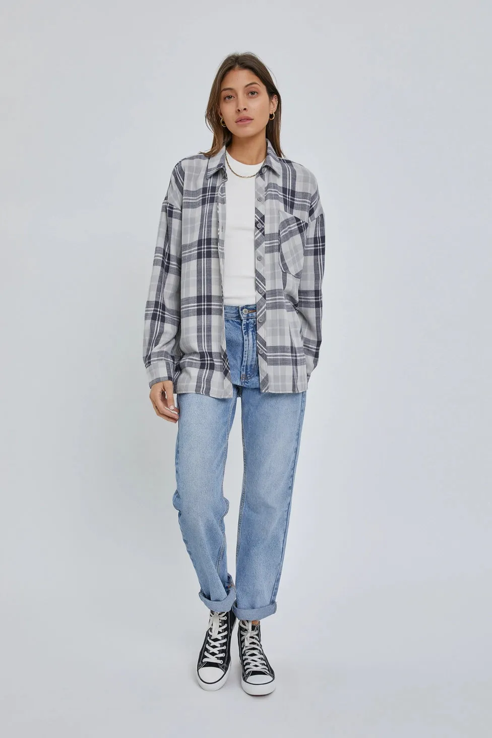 Maddie Oversized Boyfriend Flannel Shirt - Plus Size