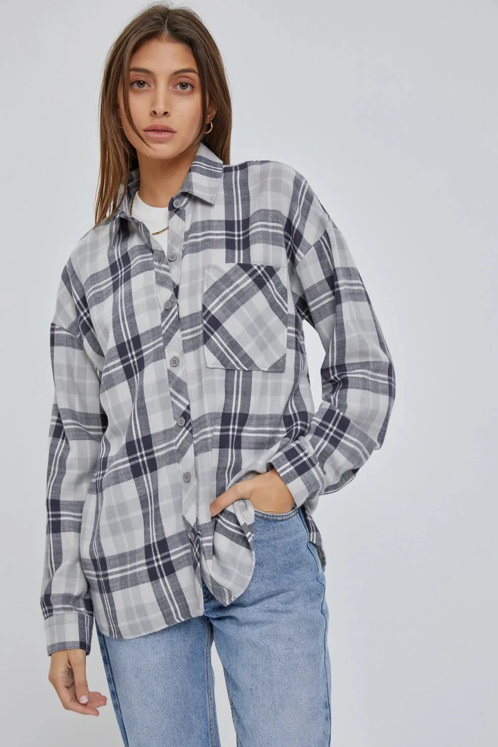 Maddie Oversized Boyfriend Flannel Shirt - Plus Size