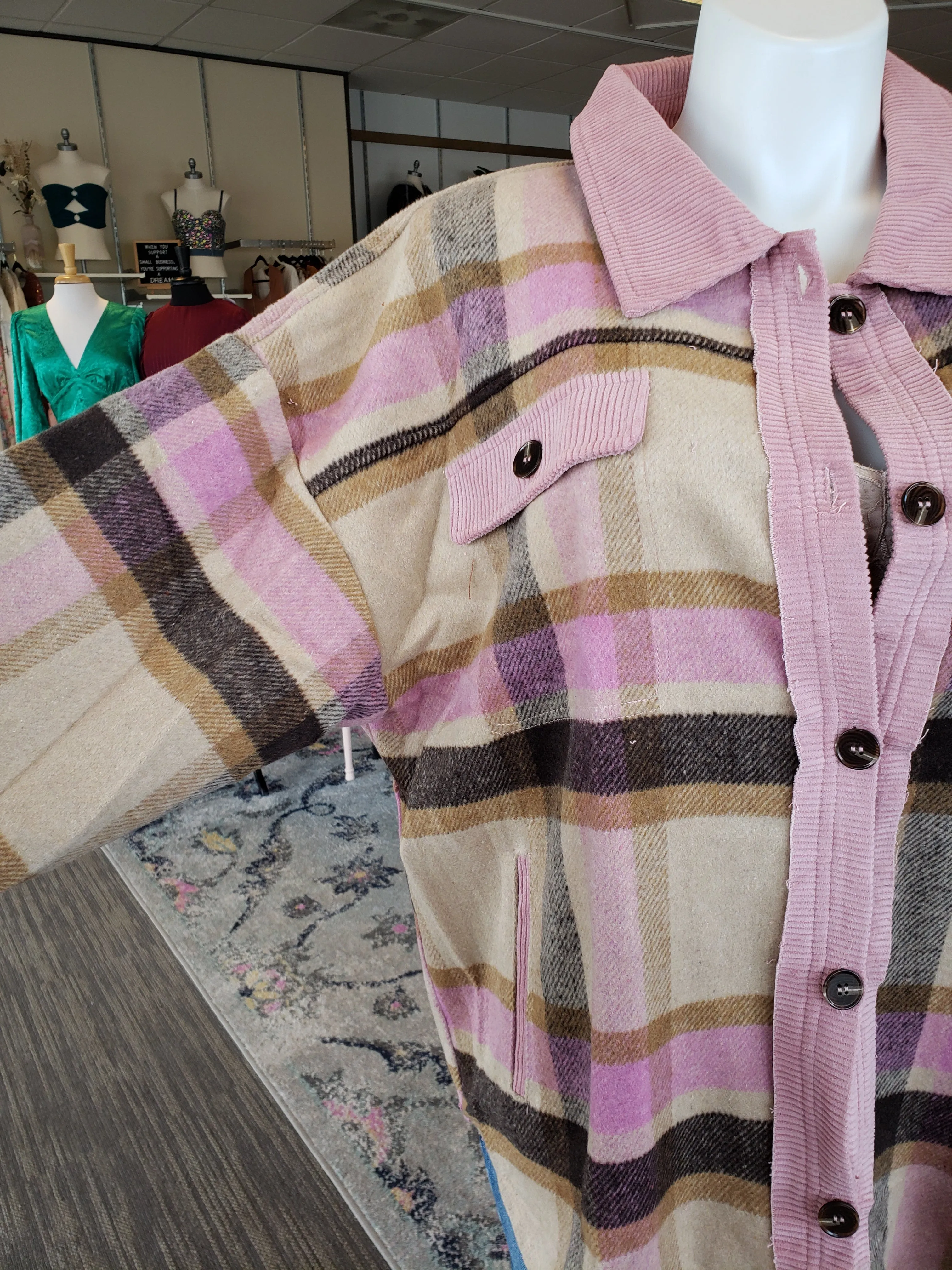 Mauve Plus Size Plaid Jacket