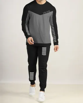 Men Multicolor Black Grey | Black Tracksuit