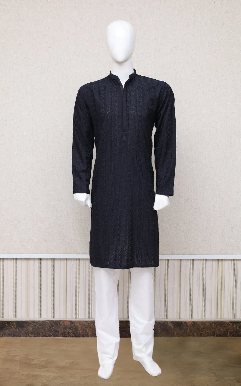 Men Premium Shiffly Kurta Black