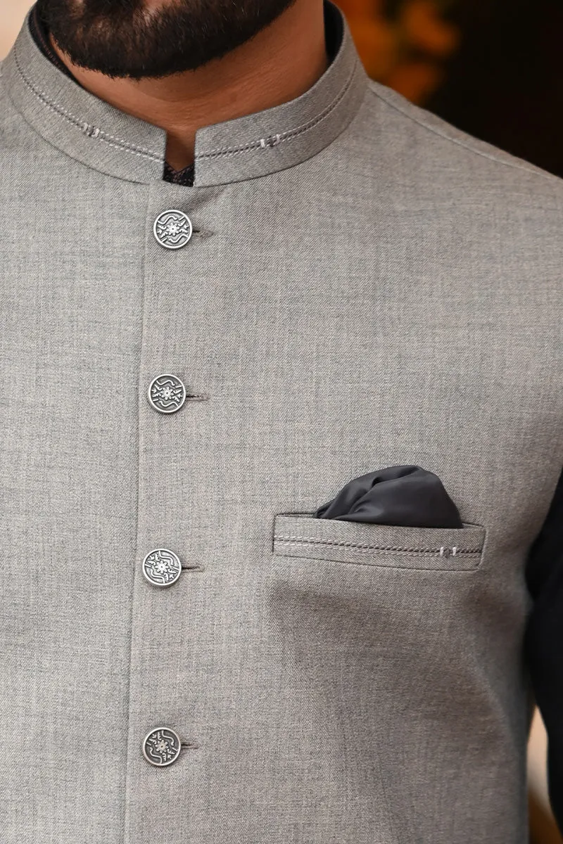 Men Premium Waistcoat Silver