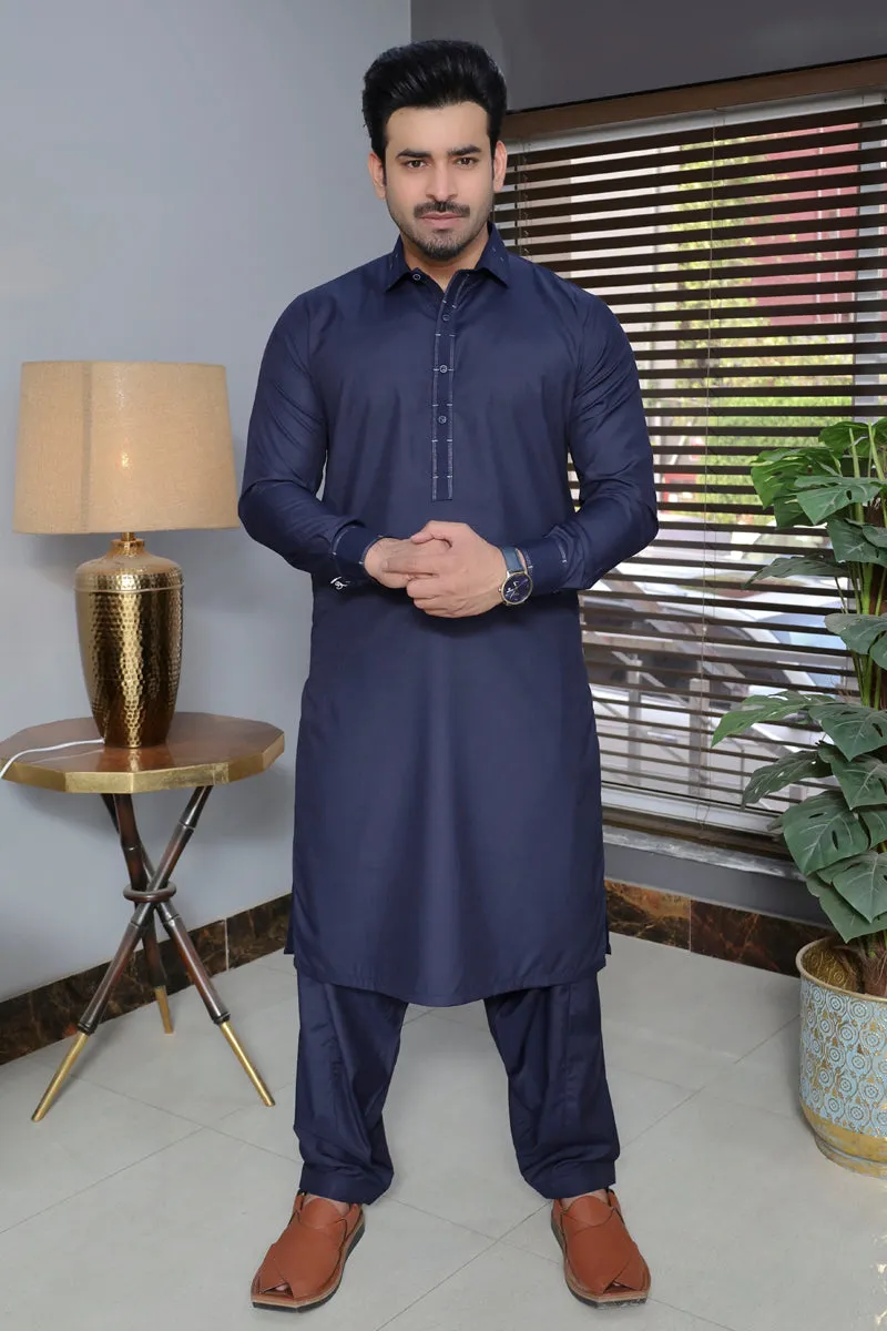 Men Wash-n-Wear Kameez Shalwar Navy