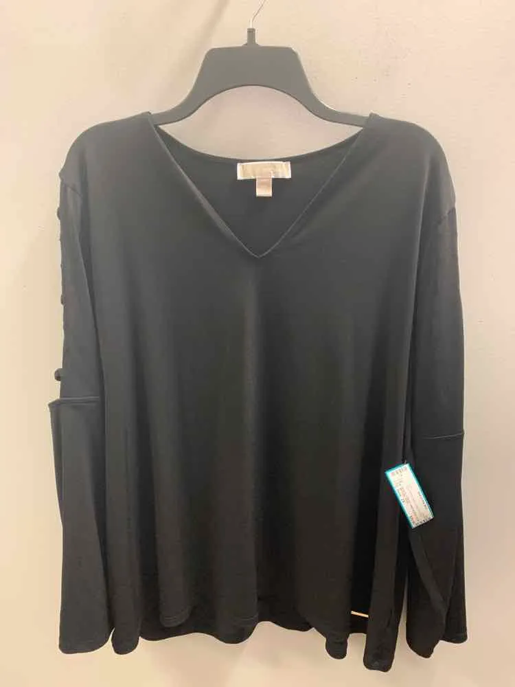 MICHAEL KORS PLUS SIZES Size 2X Black LONG SLEEVES TOP