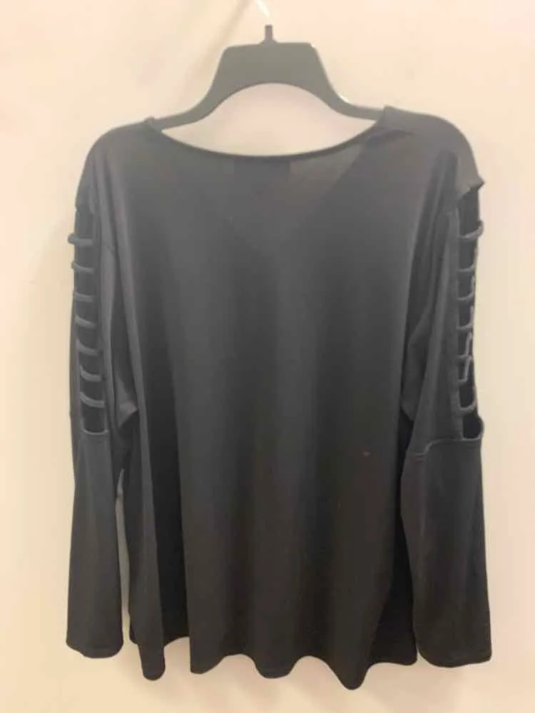 MICHAEL KORS PLUS SIZES Size 2X Black LONG SLEEVES TOP