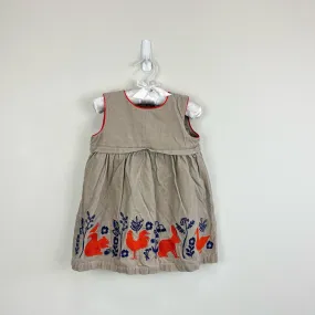 Mini Boden Tan Embroidered Animal Jumper Dress 12-18 Months