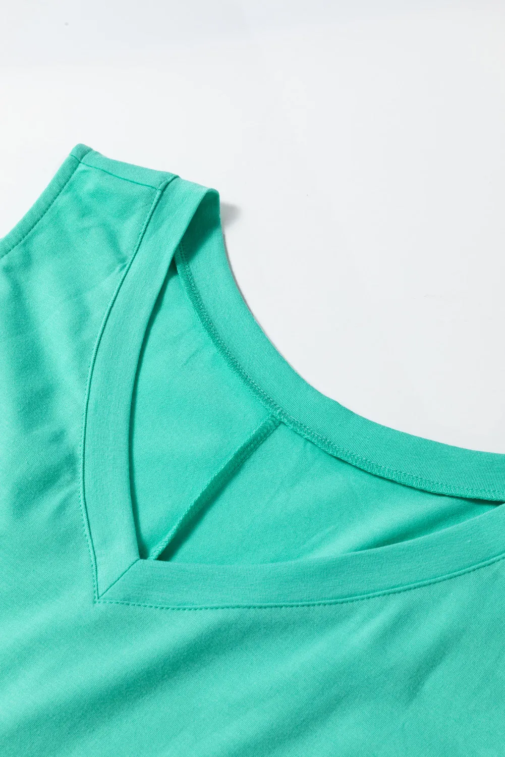 Mint Green V Neck Shift Tank Top in Curvy Size ONLY