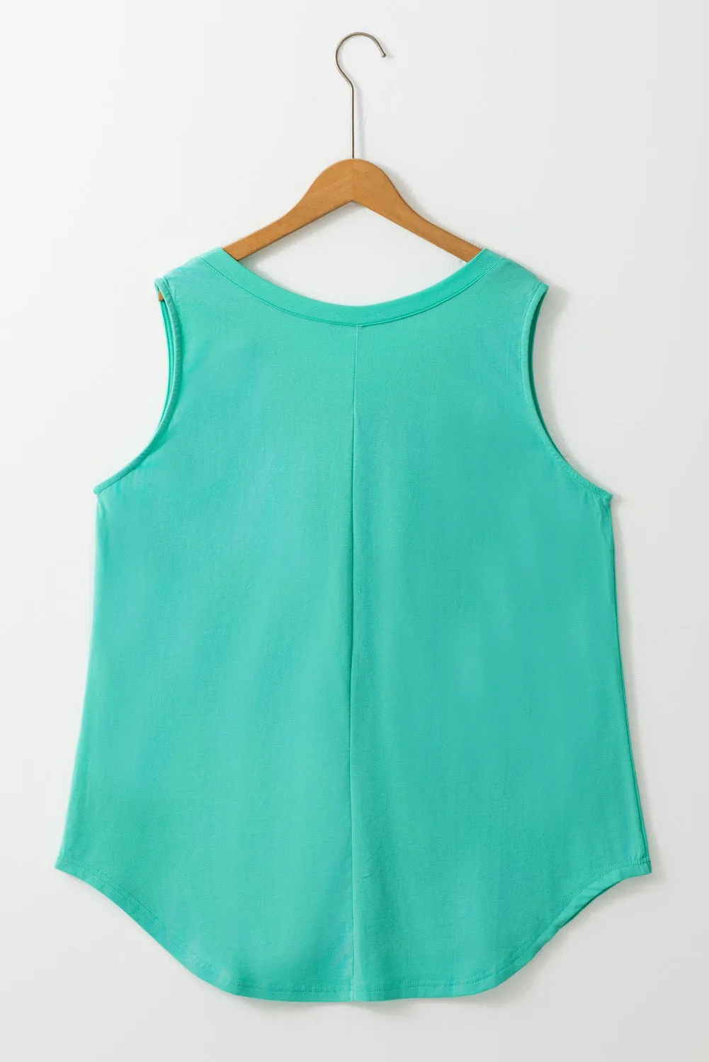 Mint Green V Neck Shift Tank Top in Curvy Size ONLY