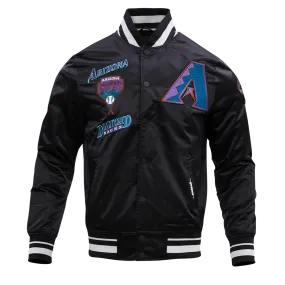 MLB ARIZONA DIAMONDBACKS RETRO CLASSIC MEN'S RIB SATIN JACKET (BLACK)