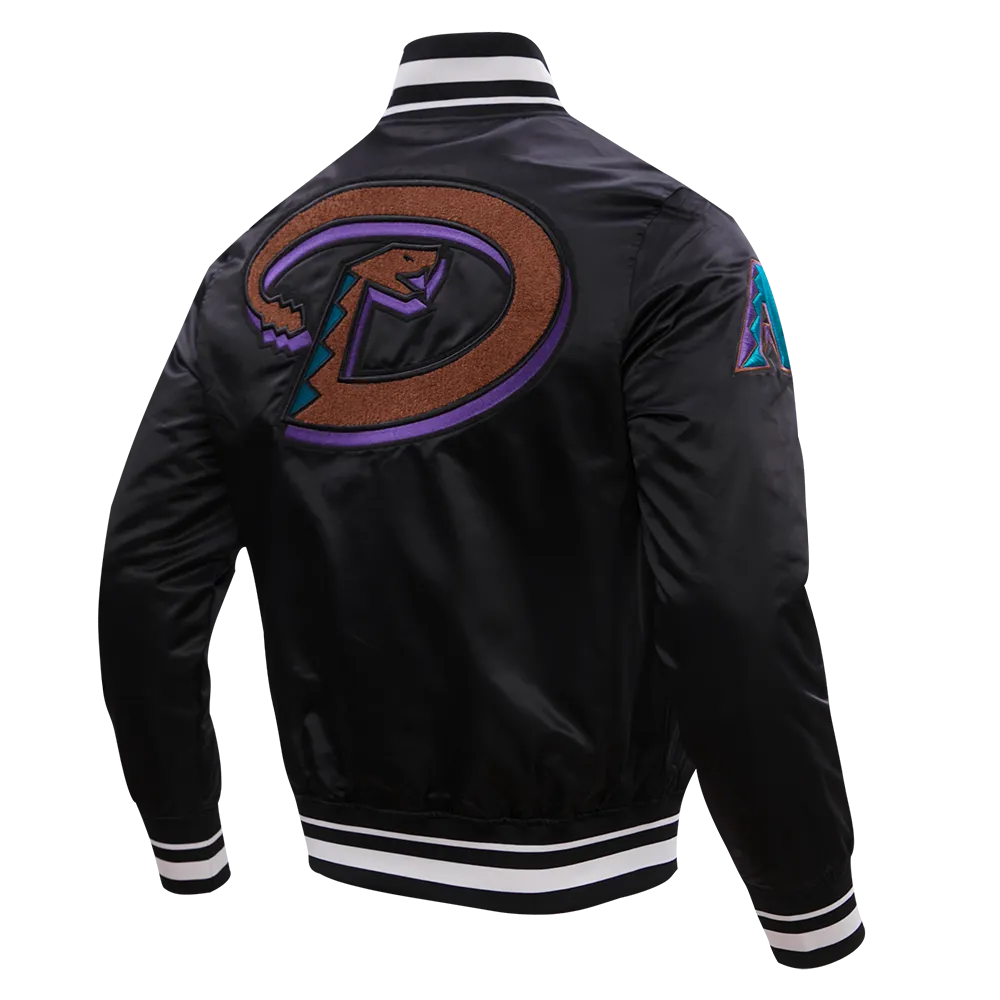 MLB ARIZONA DIAMONDBACKS RETRO CLASSIC MEN'S RIB SATIN JACKET (BLACK)