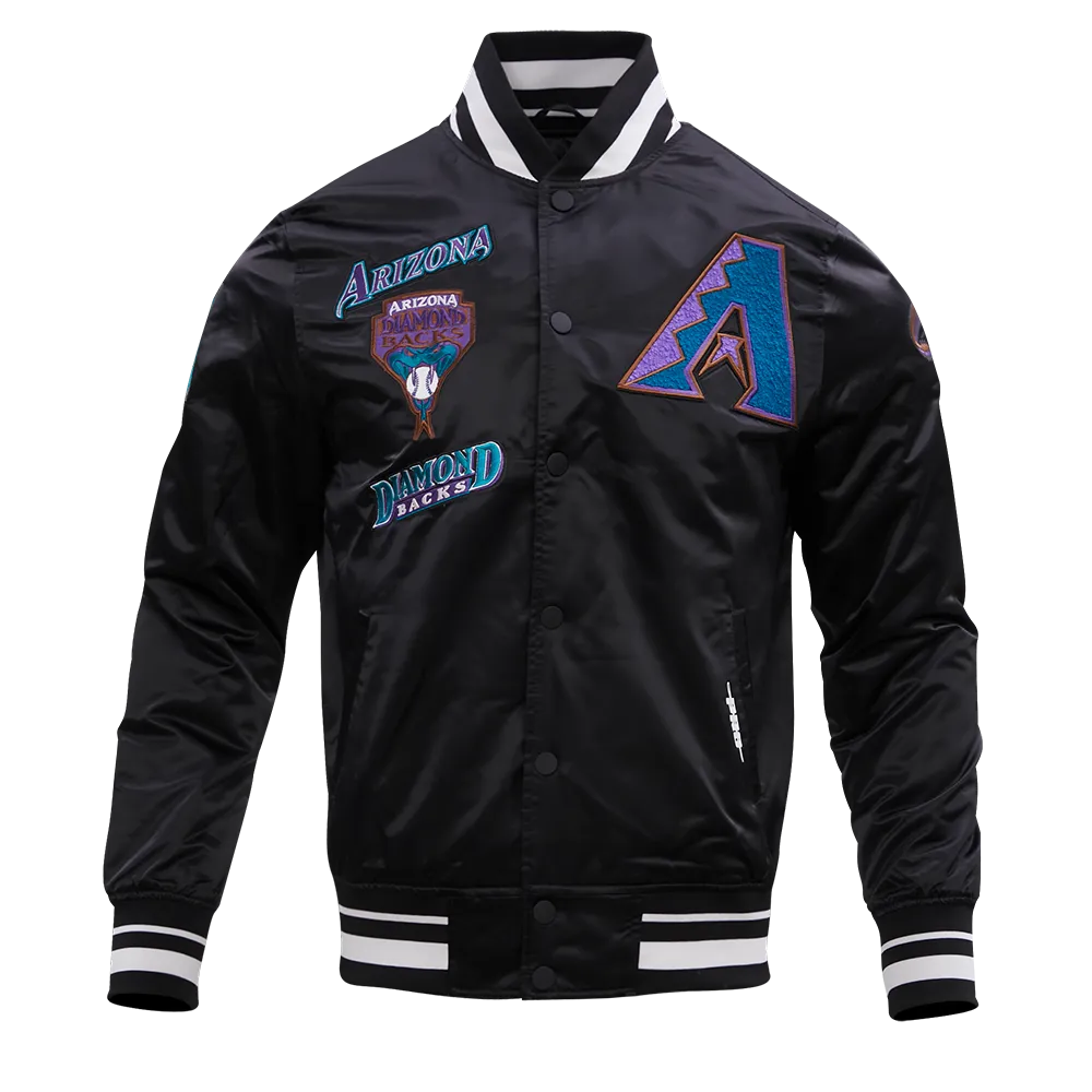 MLB ARIZONA DIAMONDBACKS RETRO CLASSIC MEN'S RIB SATIN JACKET (BLACK)