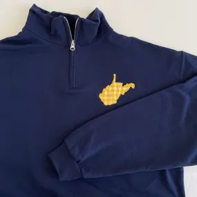 Navy West Virginia Quarter Zip Sweatshirt