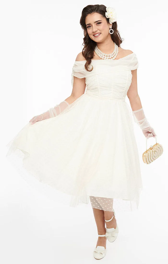 Off the shoulder Tulle Ivory Dress