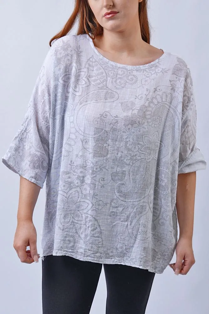 Paisley Floral Cotton Print Top