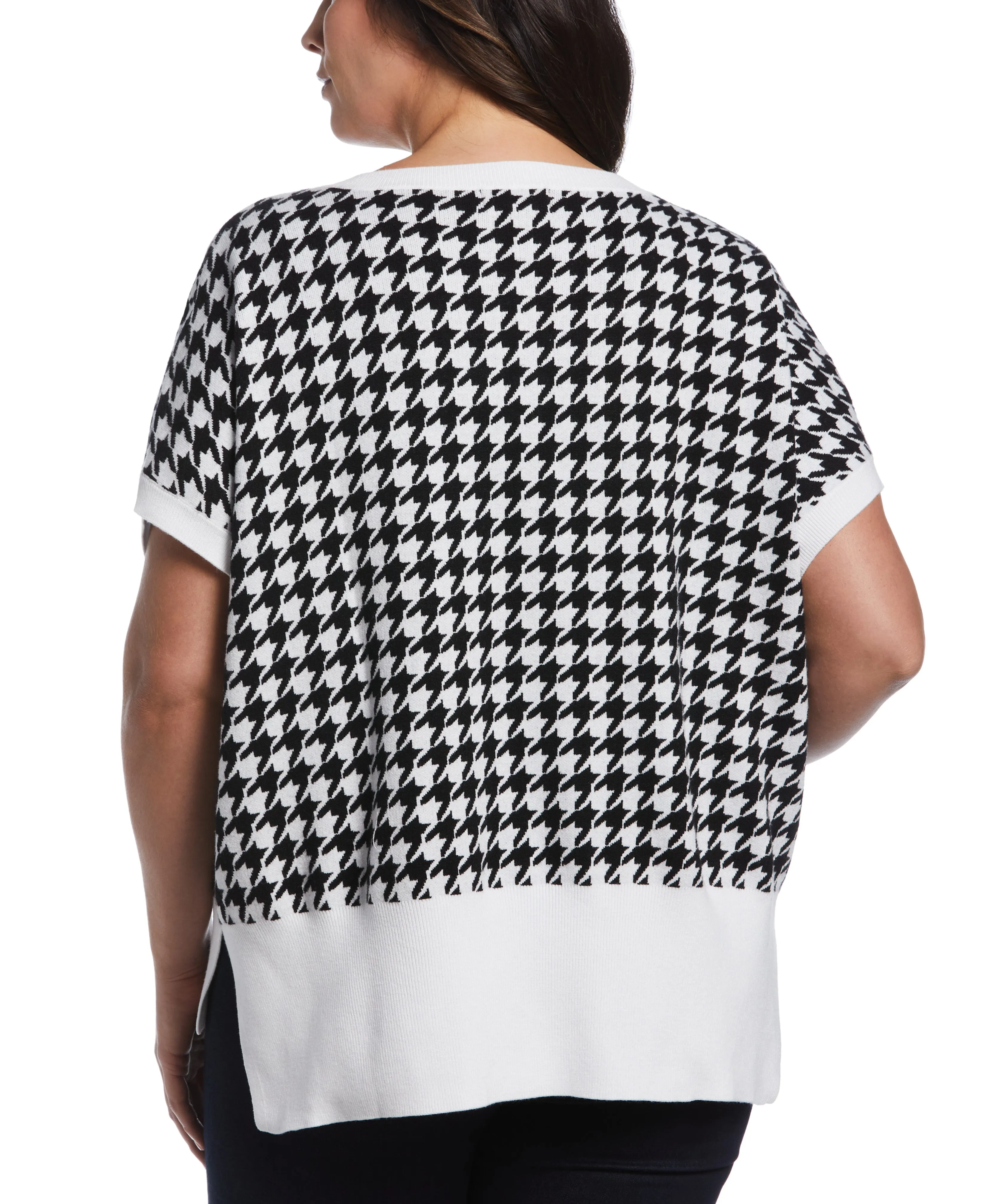 Plus Size Houndstooth Sweater Vest