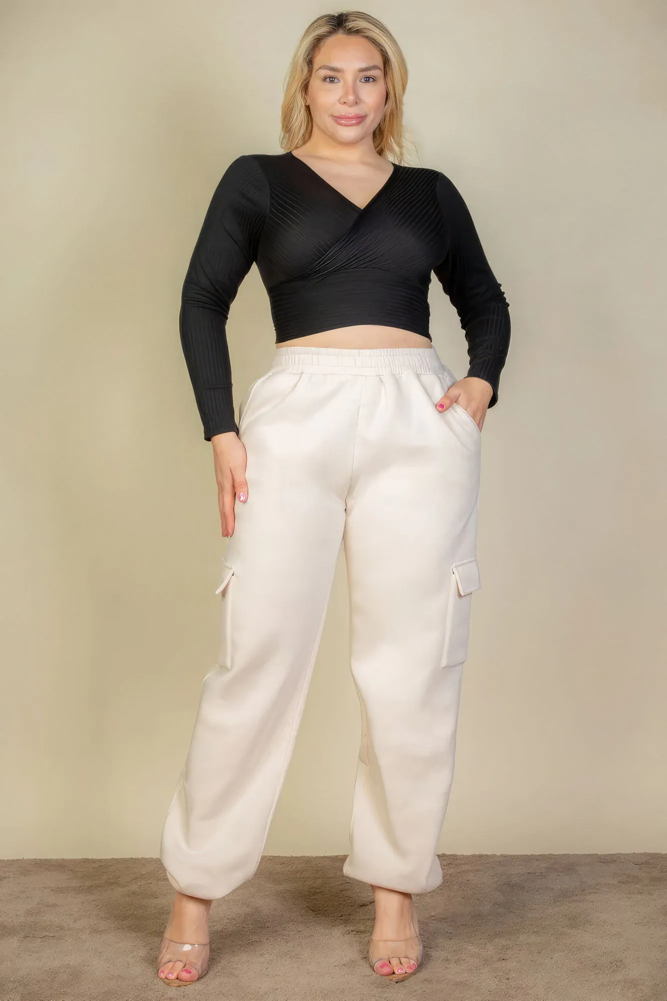 Plus Size Side Pocket Stone Sweatpants