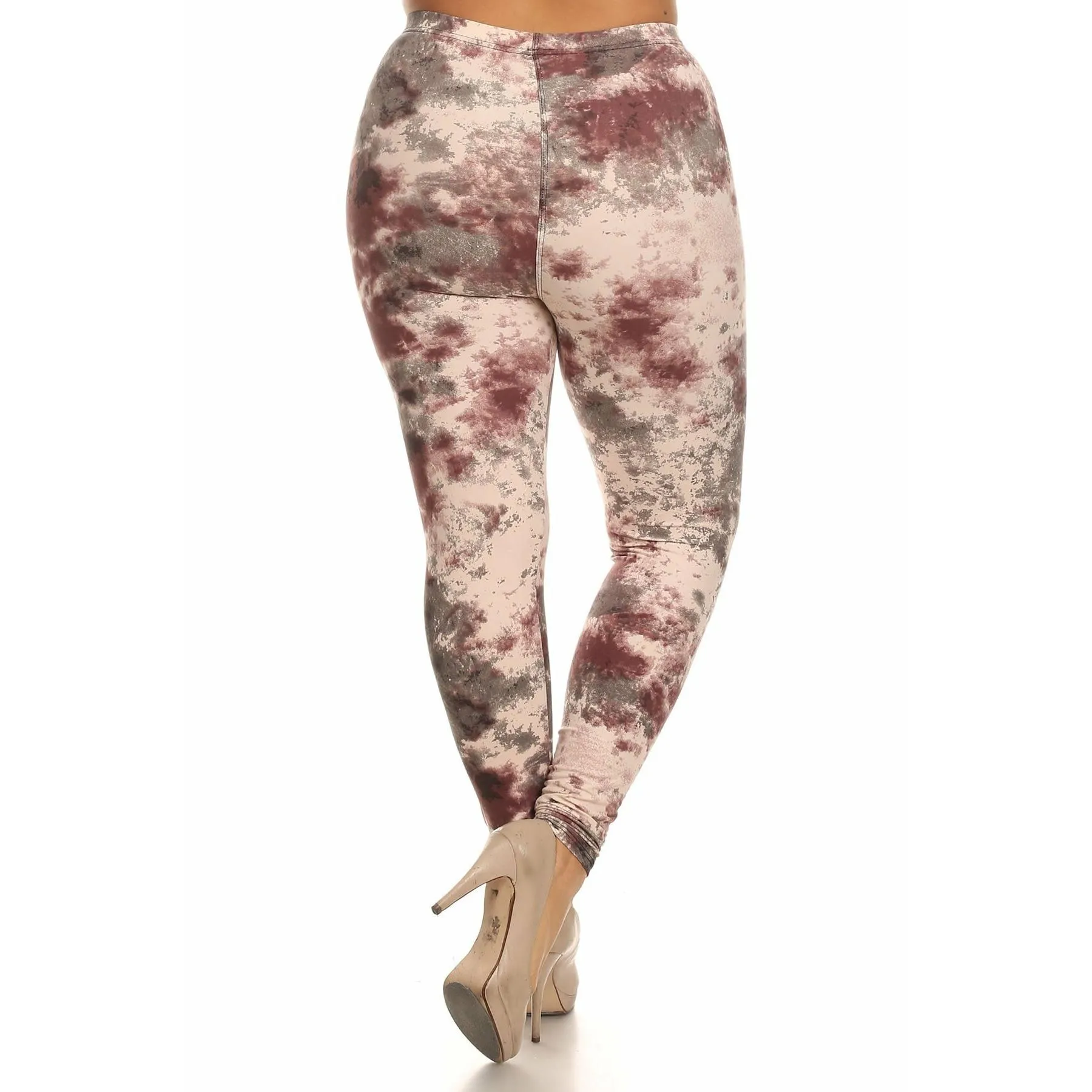 Plus size tie dye print full length leggings