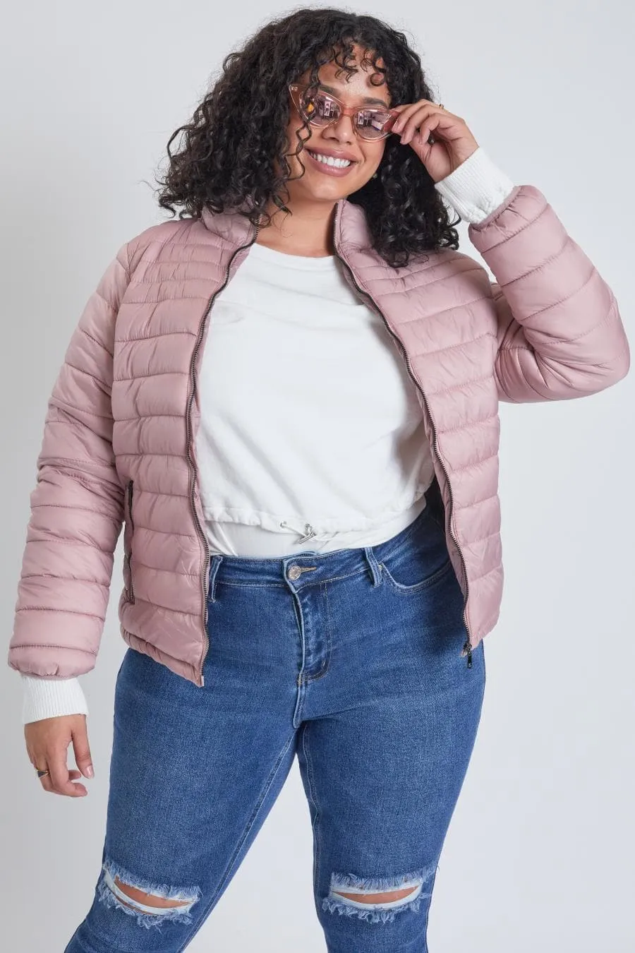 Plus Size Women's Winter Fitted Puffer Jacket