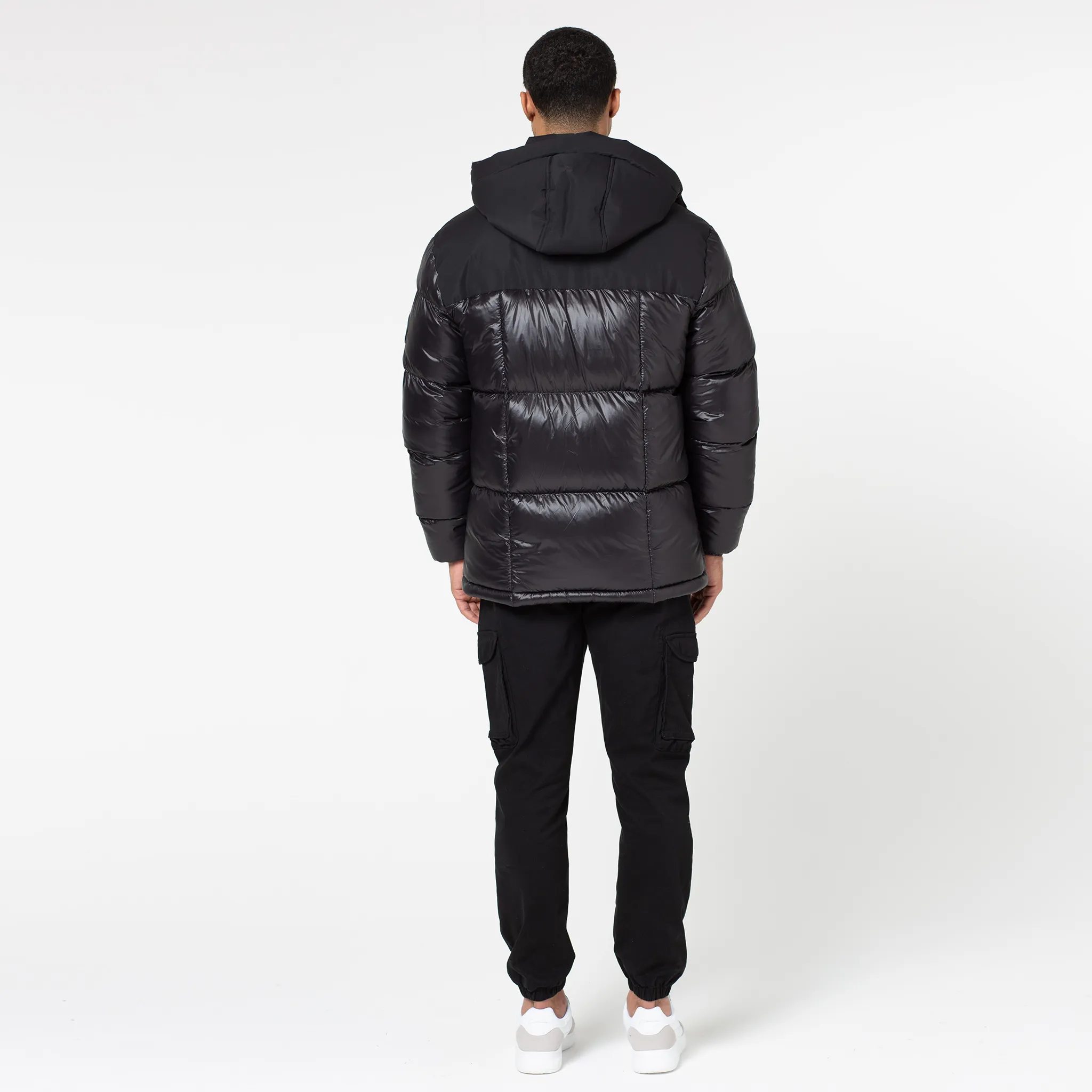 Pocket Puffer Jacket | Black Shine