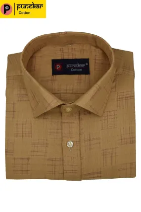 Punekar Cotton Peach Color Cotton Handmade Formal Shirt for Men's.