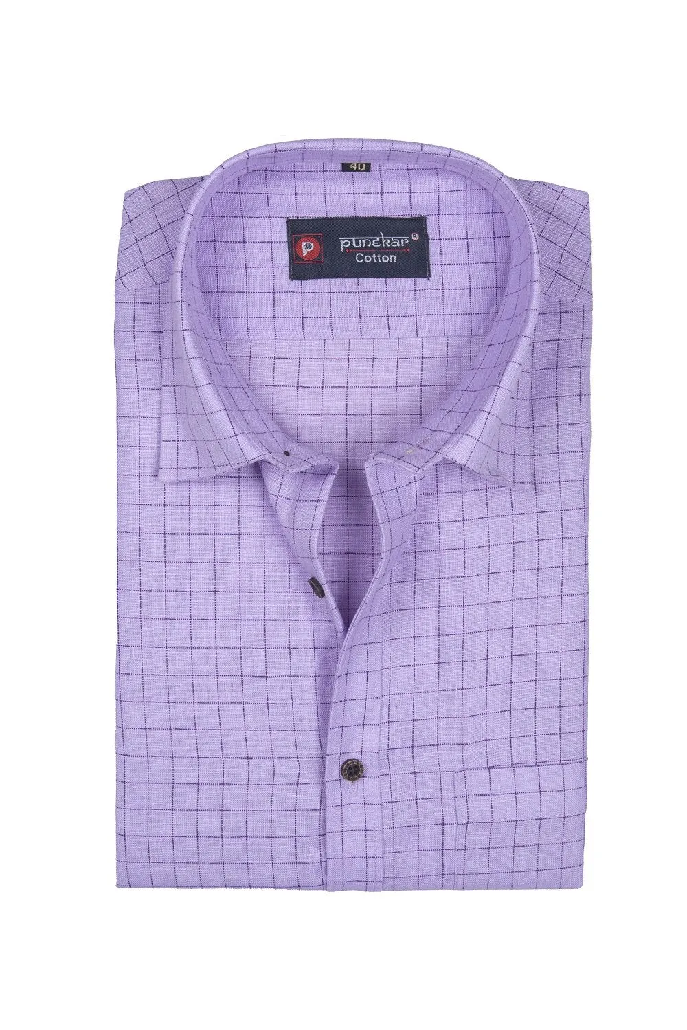 Punekar Cotton Purple Color Check Criss Cross Woven Cotton Shirt for Men's.