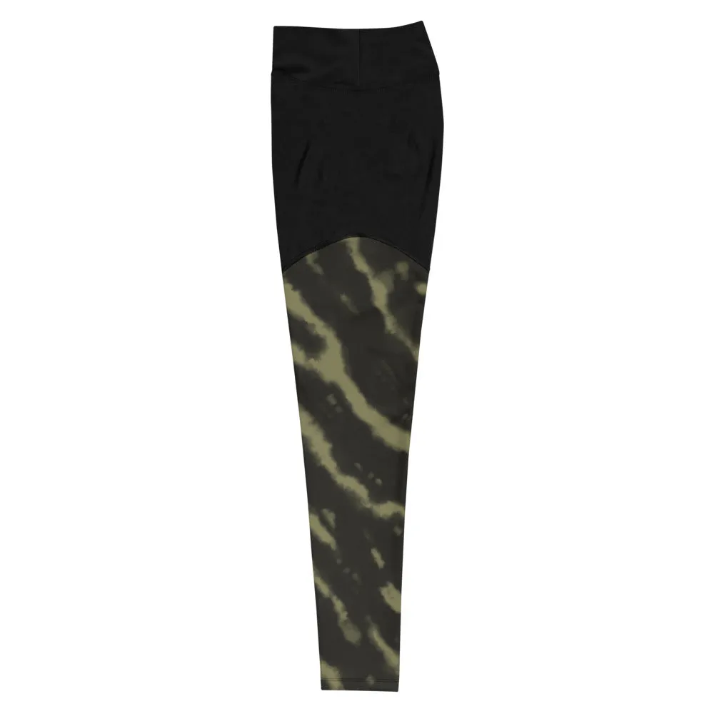 Tie Dye Compression Leggings- Green